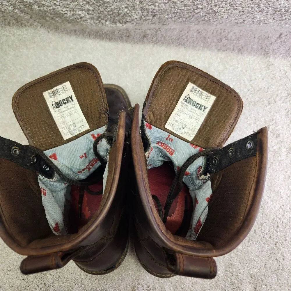 Rocky Boots Men’s 9M Brown Waterproof Logger ASTM Electrical Hazard Work Boot